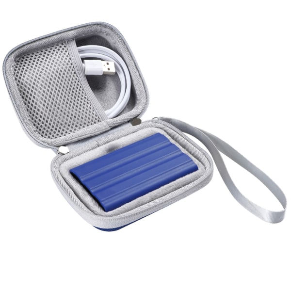 Bärbar hårdväska för T7 Shield SSD-väska med mjuka inre, innerfickor Blue
