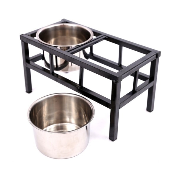Förhöjd hundmatare med 2 avtagbara skålar i rostfritt stål Upphöjd djurfoder Vattendispenserställ för stor hund för katt M