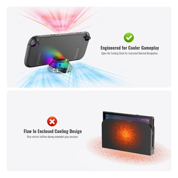 Gaming Konsol Dock Base Avanceret Køling Gigabit LED-belysning til NS2