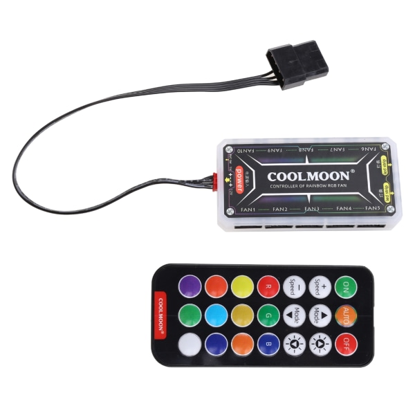 COOLMOON RGB Color Change Controller 10X6Pin Fan 2X4Pin Light Bar 12V 5A LED Color Intelligent Controller