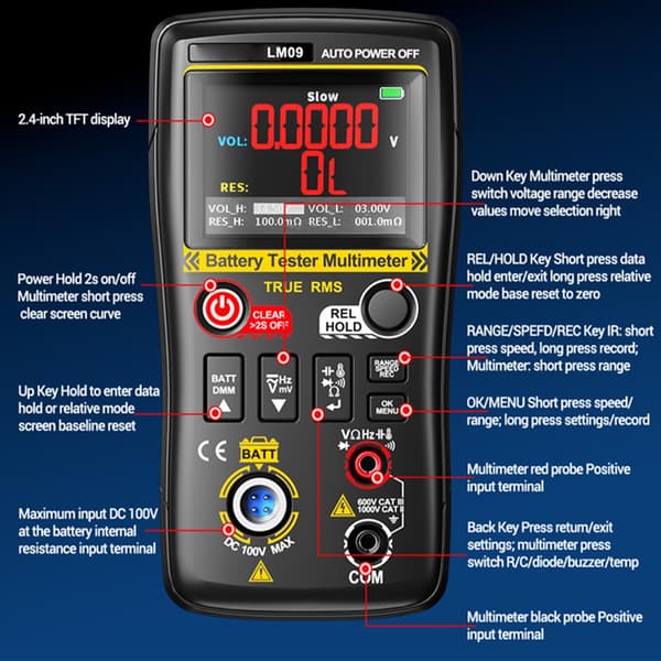 Automatisk Multimeter Med Data Hold Funksjon For Enkel Avlesning Under Dårlige Lysforhold