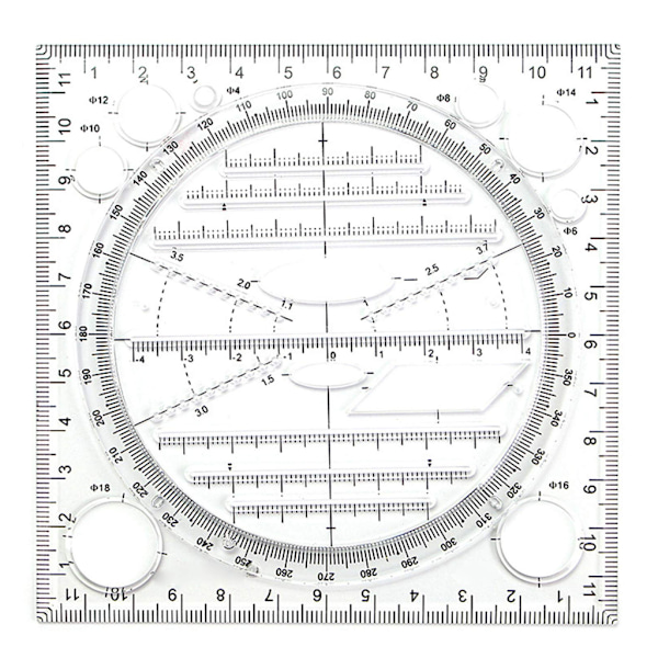 360 asteen ympyrätasaisin Monikäyttöinen geometrinen piirustusviivain Arkkitehtipiirrosviiva stereogrammi 3D-kaaviota varten