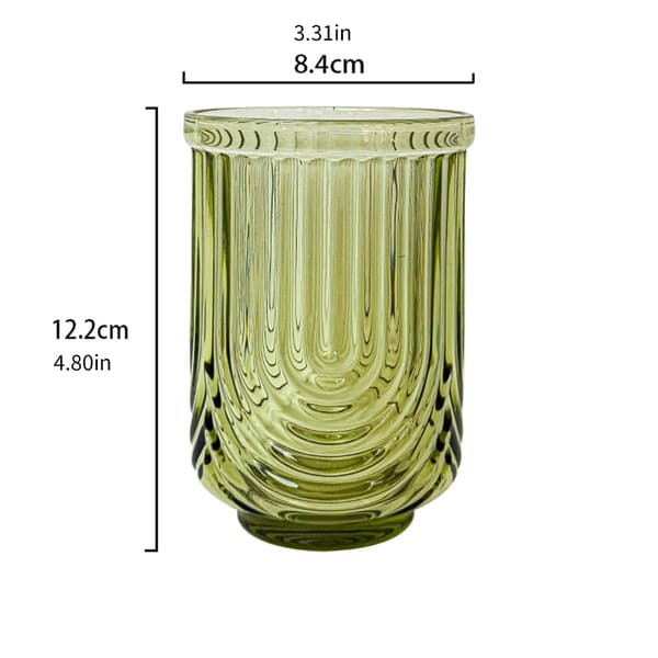 Förpackning med 6 gröna dricksglas i räfflat glas med bekvämt grepp