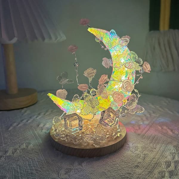 Vannmåne Sommerfugl Nattlampe Håndlaget solid med gavepose