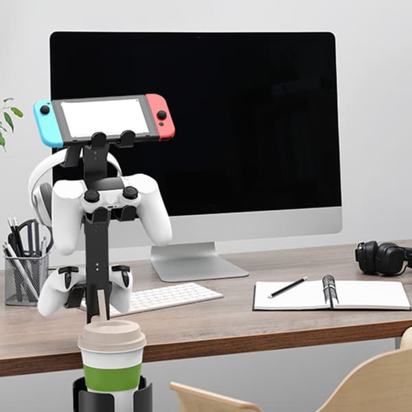 Triple Layer Skrivebordsmontering Gaming Gear Holder med Skridsikker Polstring til Spil