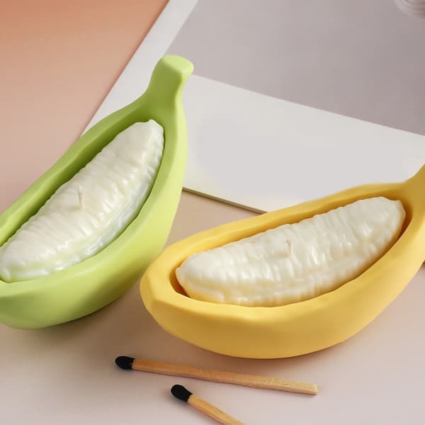 Banan-tema silikonformsett for laging av stearinlys og voks