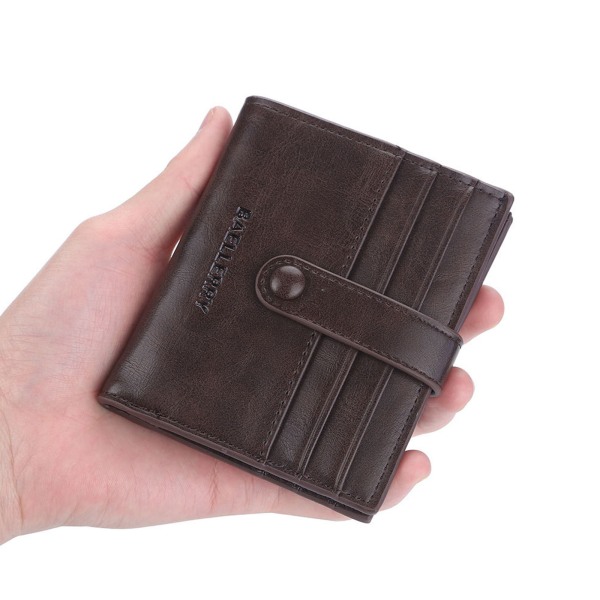 Miesten PU-nahkainen lyhyt lompakko Ohut ID-luottokorttikotelo Vintage Bifold Pocket Coin Business Kukkaro Coffee