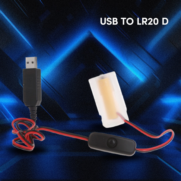 3.1ft Eliminatorkabel Universal USB till LR20 D Dummy Batteri Power Förlängningssladd Byt 3st LR20 D batterier