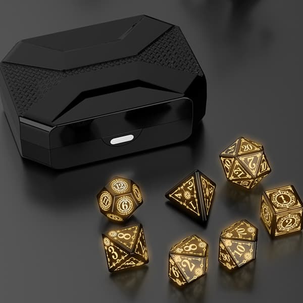 7 st polyhedral tärningar uppladdningsbara LED-tärningar rollspel speltillbehör