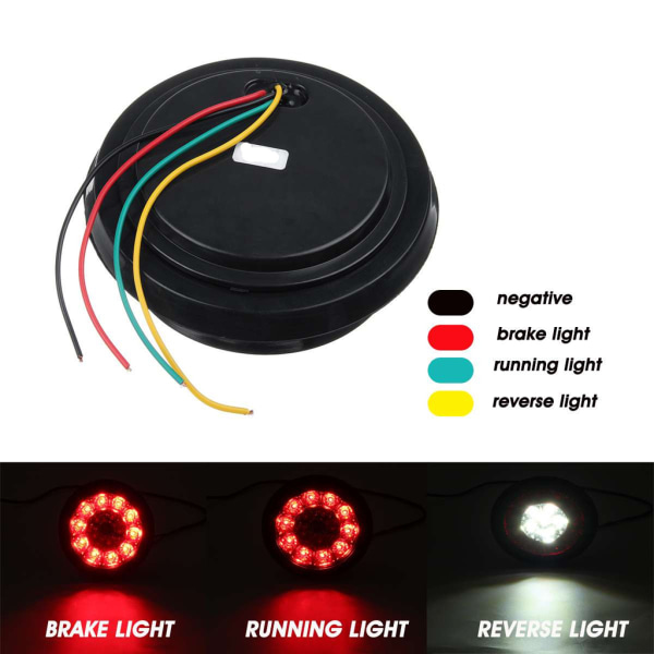 2st hög ljusstyrka 16LED bakljus rund indikatorlampa 12V dimlampa för bil Yellow-red