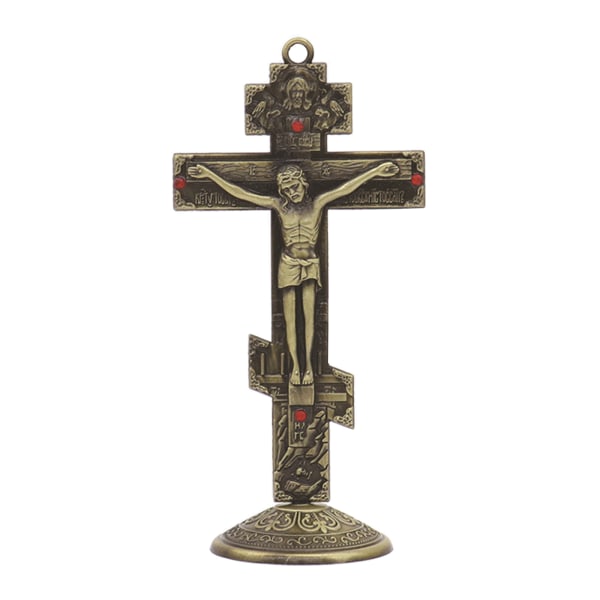 Metall vintage för korsfigur Jesus korsfäst kristen katolsk konst staty för hem vardagsrum vägg bil dekoration Gold