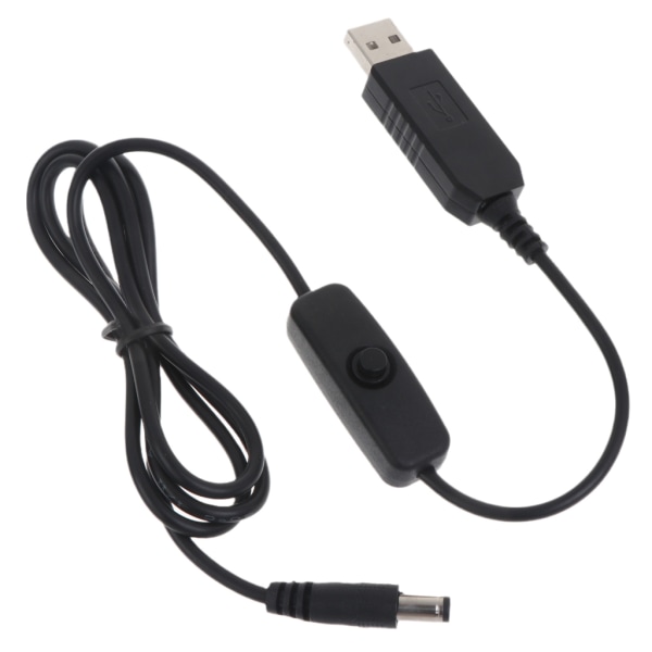 USB Power Boost Line 5V til 12V 5,5x2,1mm kabel med PÅ AV-bryter for rutere Høyttaler LED Strip Fan
