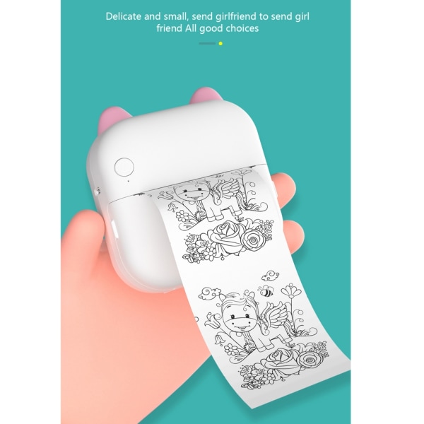Mini Thermal Printer Sticker Maker Machine Bärbar Bluetooth-kompatibel Pocket Phone Printer för Journal Photos Notes Pink