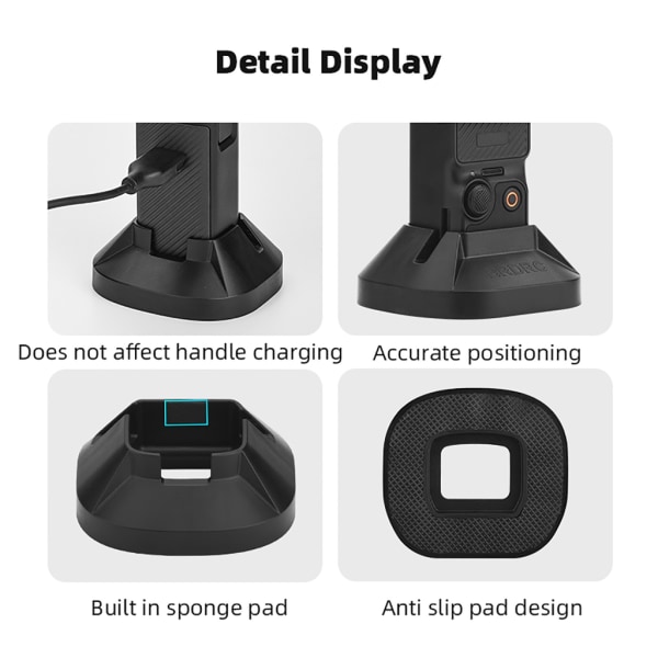Desktop Support Base för Pocket 3 Sports Camera Mount Bracket Rack Handhållen kardanbasstativ Tillbehör Black Color
