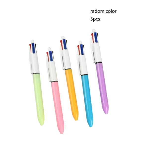 5 stycken flerfärgad kulspetspenna 4-färger-i-1 flerfärgspenna Julstrumpa Infällbar kulspetspenna