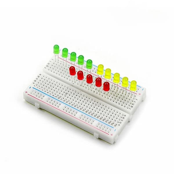 Elektronikkomponenter til begyndere - Protoboard, jumperkabler, trykknapper - startsæt