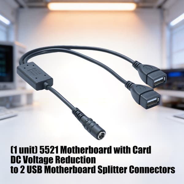 DC5.5x2.1mm til dobbel USB strømadapterkabel for lading av 2 enheter