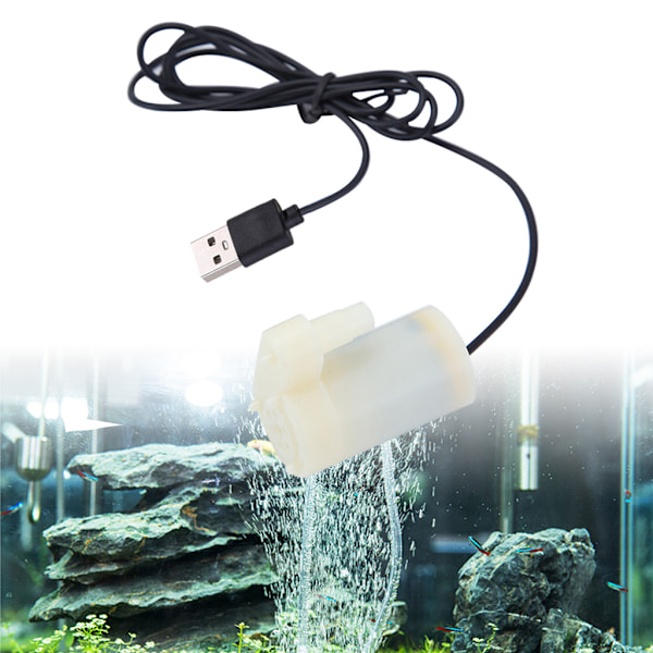 Mikrodränkbar vattenpump Fisktankar Akvarium USB driven för DC 5V 2-3L/min Laddare Minimotor Vattenpumpstillbehör Black