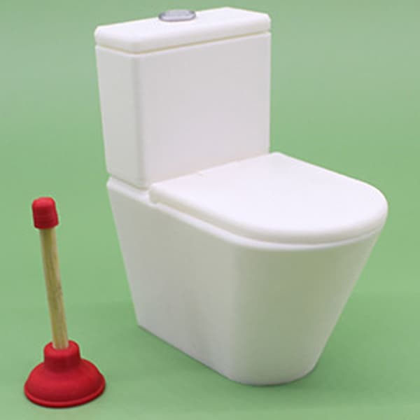 Miniature toiletsæde med afløbsmodel figur dukkehus badeværelsesscene dekorationer