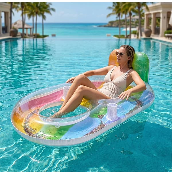 Glitrende PVC-solbade-flydemadrasser til poolfester, strandferieafslapning