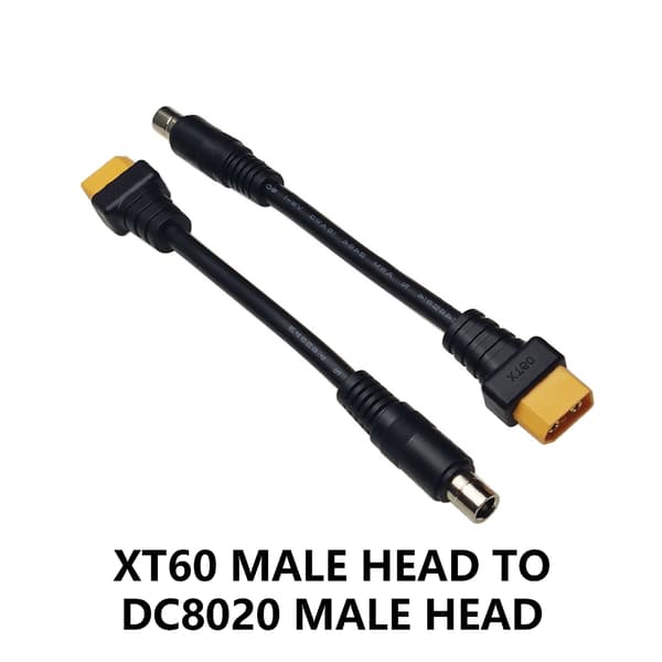 Kobber XT60 til DC8020 8mm Adapterkabel til Strømoverførsel 15cm Sort