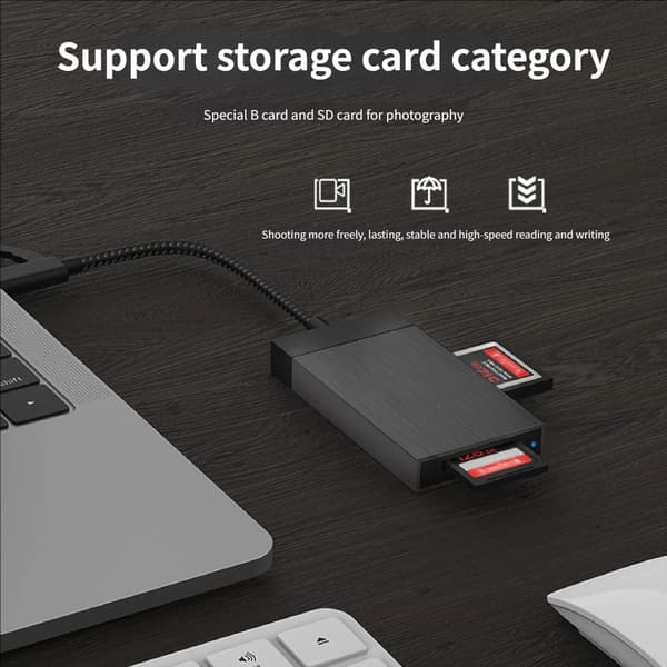 Multifunksjonell Cfe B-kortleser USB 3.1 for rask filoverføring
