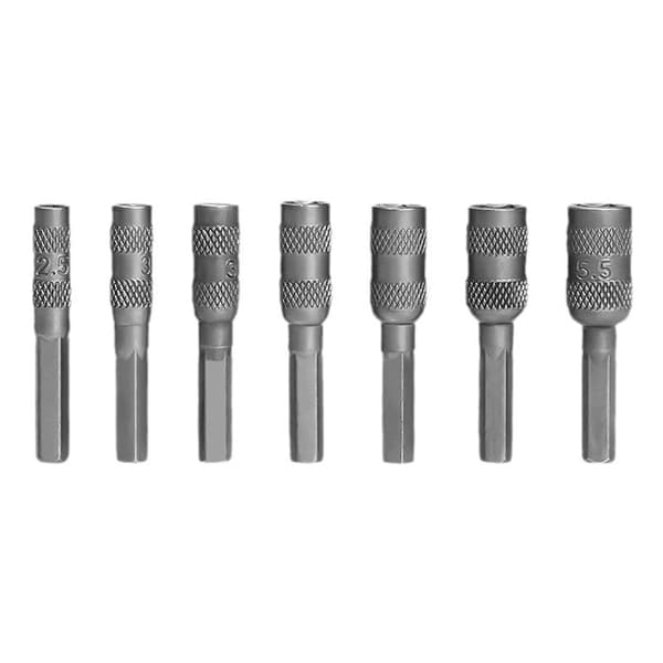 Sæt med 7 magnetiske sekskantede topnøglebits til møbelmontering og autoreparation