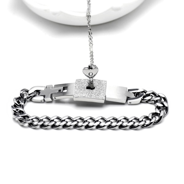 Nyhet kärlek hjärta lås armband för nyckel hänge halsband Set par smycken Uni null - 1