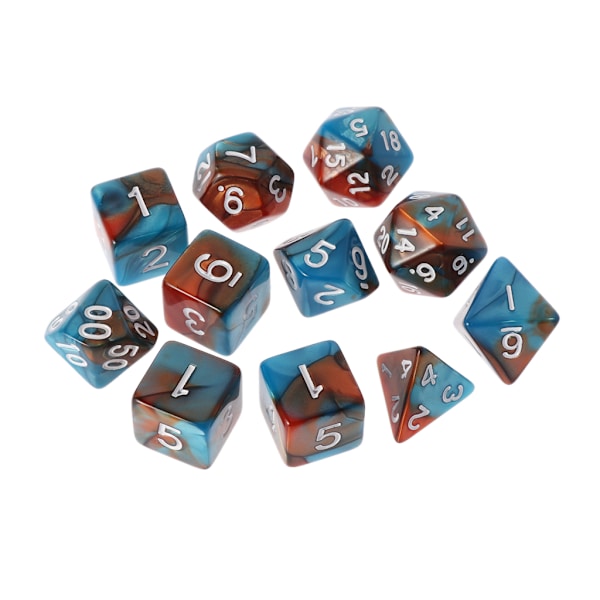 11-sidiga tärningar D4 D6 D8 D10 D12 D20 för RPG DND D&D-set Green gold