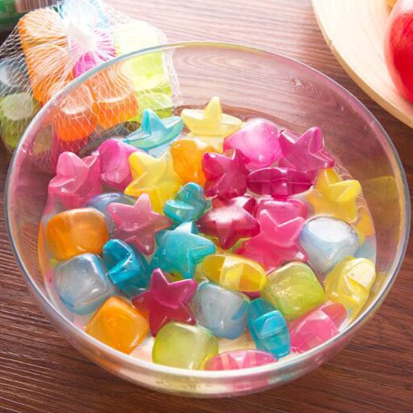 20 st Cute Star Sqaure Fruktform Återanvändbara plastisbitar för drycker Flerfärgad Återfrysbar kylande isbollsverktyg null - Star