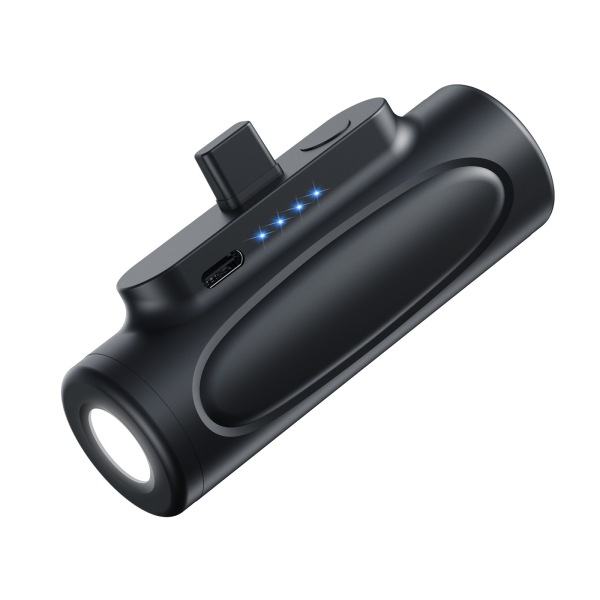 Mini Charging Mobile för Smart Emergency LED-ficklampa Portable Charging Treasu Black - B