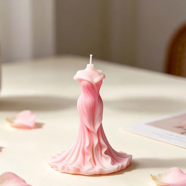 Blomsterprægning Prinsessekjole Silikone Lysforme til Bryllupsdekoration