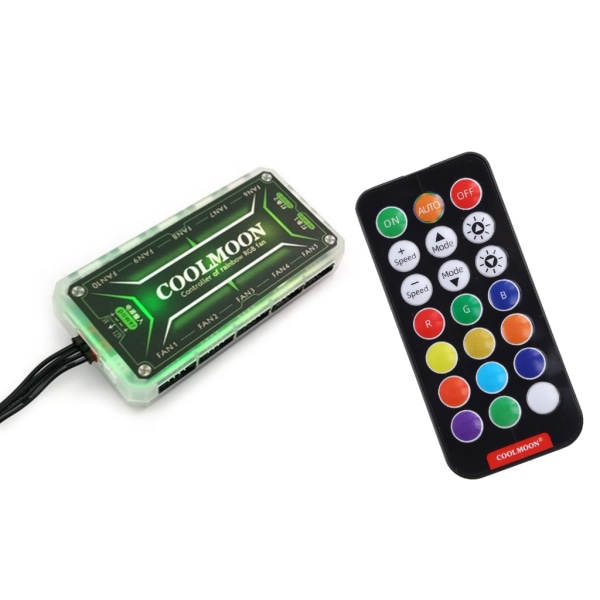 COOLMOON RGB Color Change Controller 10X6Pin Fläkt 2X4Pin Light Bar 12V 5A LED Color Intelligent Controller