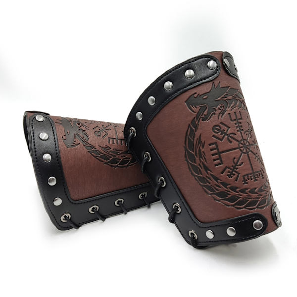 Ritarin käsivarsisuojat Bracer Viking Arm Bracer keskiaikaiset kohokuvioidut käsivarsisuojat Brown