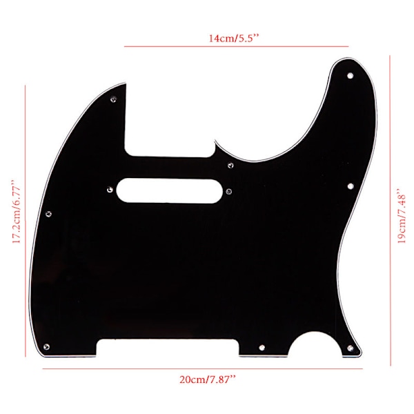 3-lagers stil elgitarr plektrumskydd scratchplatta passar Telecaster svart