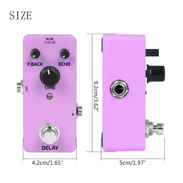 DC9V Mini Single Effect Pedals Gitarr Delay Pedal Delay Gitarreffektpedal