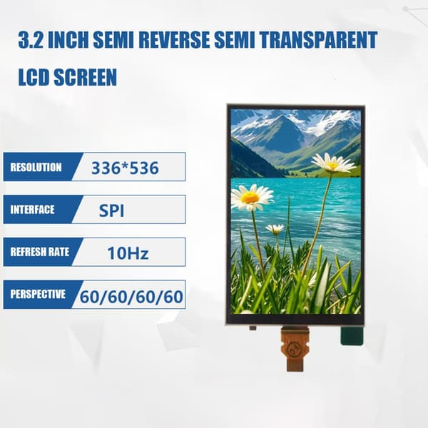 3,2 tommer semi-reflekterende LCD-modul 14-benet SPI til indlejrede systemer