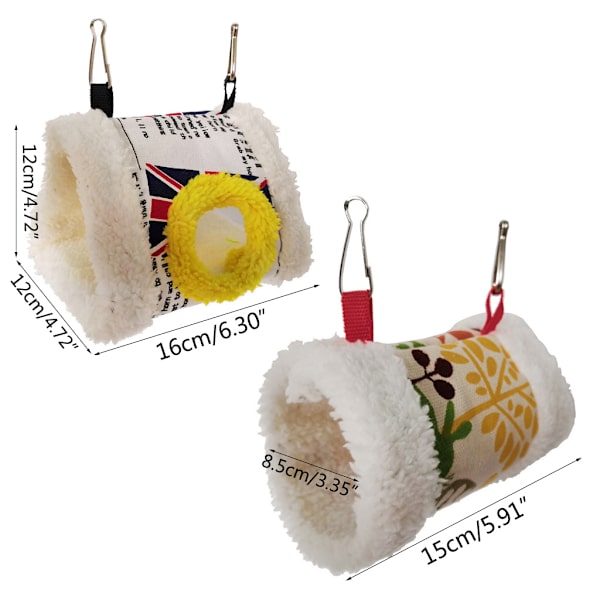 Parrot Snuggle Hut Bird Warm Nest Plysch Hängmattetält Vintersäng med 2 metallkrokar för små parakiter Conures Small cylinder