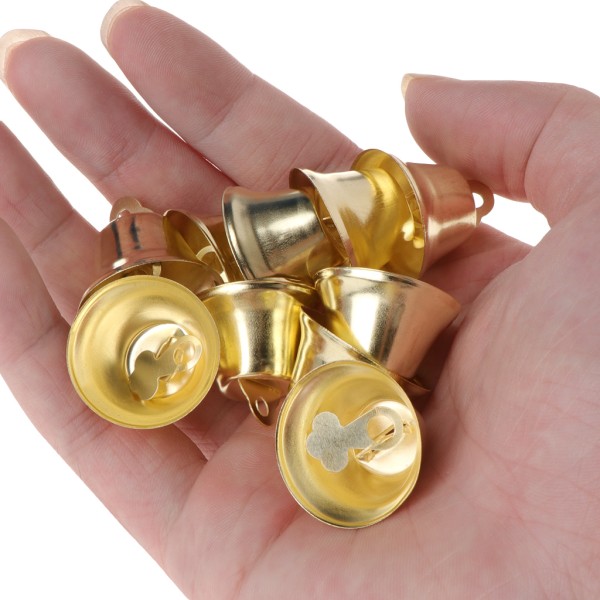 10 st gyllene klockor för hantverk Metall ringklocka Heminredning DIY Fågel Pedagogisk leksak Papegoja Tuggleksaker Tillbehör
