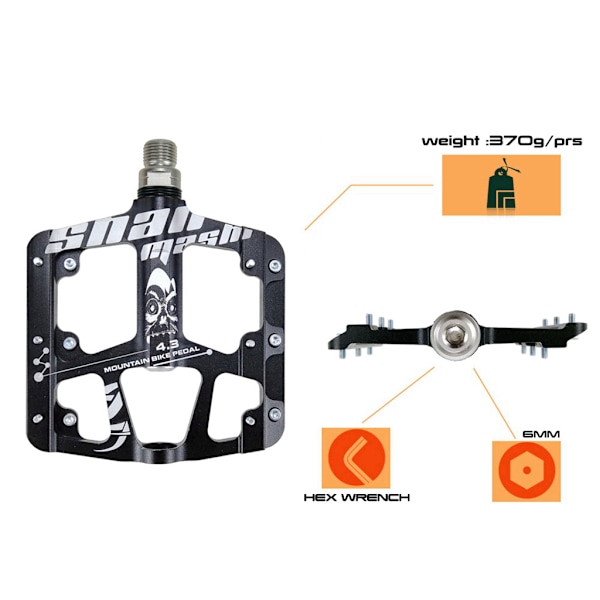 Vej MTB Mountainbike Cykel Pedal 3 Leje Stål Flade Cykelpedaler Titanium