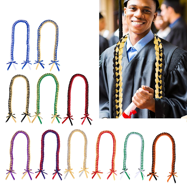 Flettet bånd leis justerbar bånd halskæde graduation bånd leis 9