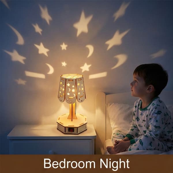 Børn DIY Træ Regnbue Lys Lampe Pædagogisk Videnskabslegetøj til Læring