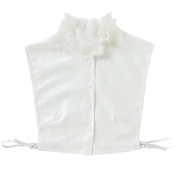Kvinner Sweet Layer Agaric Ruffles Stand False Fake Collar Button Down Half-Shirt