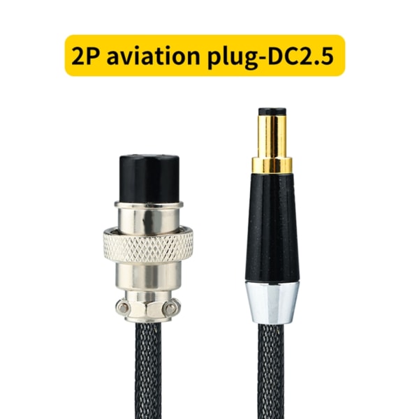Sterlingsølv 0,5 mm² HiFi DC-strømkabel DC2.1-2.5 2P Aviation Strømkabel Aviation Plugg til DC2.5/2.1 lydkabel