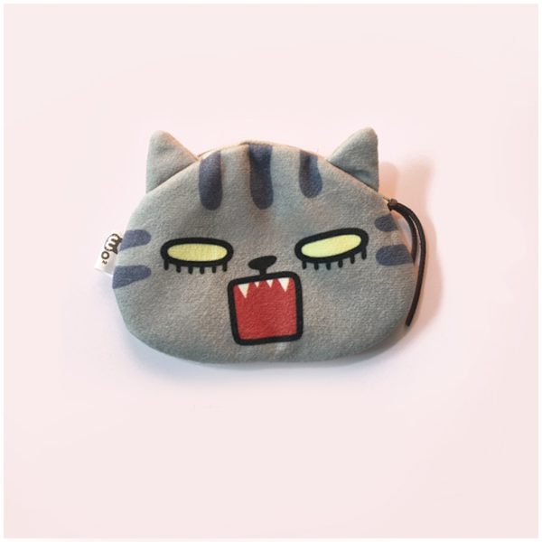 Tecknad Cat Face Change Purse Hörlursväska med dragkedja för myntväska C