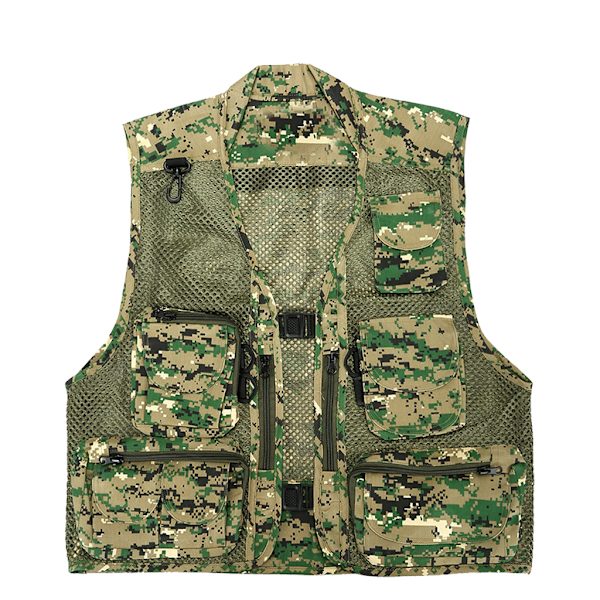 Herr Mesh Multi Fickor Väst Sommar Mesh Andas Fotografering Väst Camouflage green XXXL