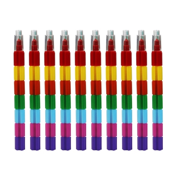 10 STK stabling fargestifter for barn tegning Doodling bøker, byggeklosser Crayon Pen Liten lomme Crayon blyanter