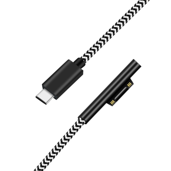 Typ-C Power Charger Pd Snabbladdningskabel för Microsoft- Surface Pro 3 4 5 6 7 Black and White