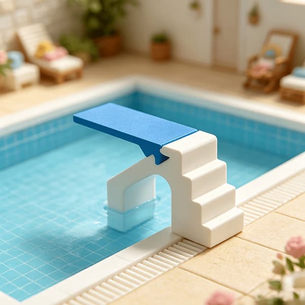 Miniature Pooludspringsbræt med Trappe 1/12 Skala Model Figur til Dukkehus