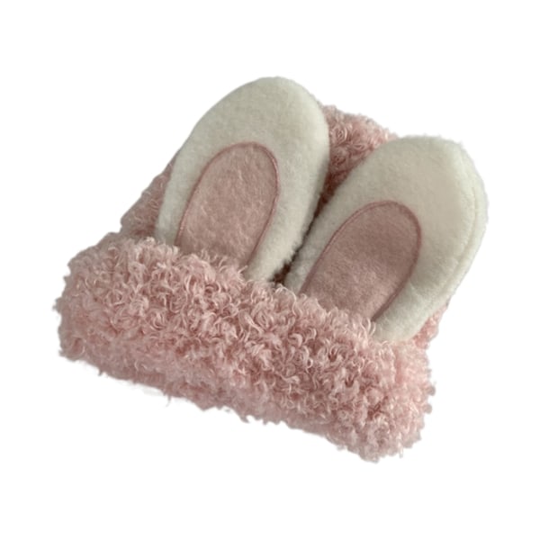 Trendig stickad mössa med öronlappar för bebisar Plyschmössa Varm och trendig vintermössa Bekväm för barn utomhusaktiviteter Pink